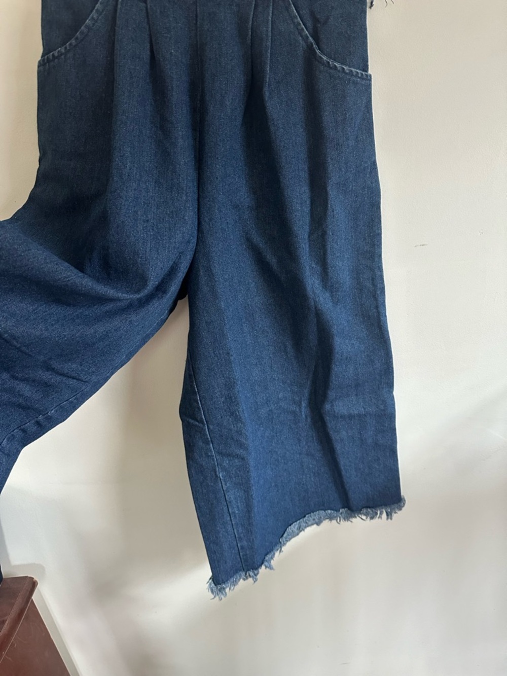 Denim Wide Leg Crop Pants in Dark Blue - Picture 2 of 6